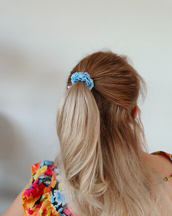 Gumka jedwabna, scrunchie, frotka blue lagoon MINI, Capillum