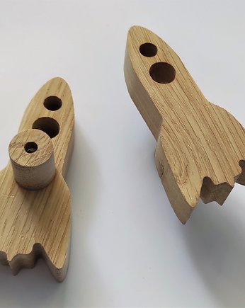 Drewniane gałki do mebli, wzór rakieta, Drewniane dodatki