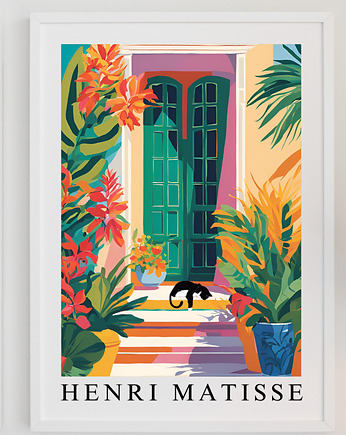 PLAKAT  St Tropez, kot Matisse obraz, kolorowa dekoracja ścienna, black dot studio