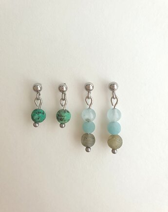 Kolczyki MINI zestaw turkus, amazonit, akwamaryn, labradoryt, modesign