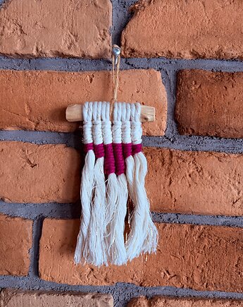 Mini makrama wisząca Boho ze złotą nitką , Hygge Macrame