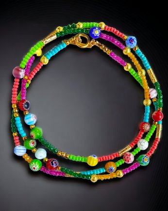 UNIKATOWY sznur kamieni 120cm : korale : naszyjnik : SUMMER, kaktusia