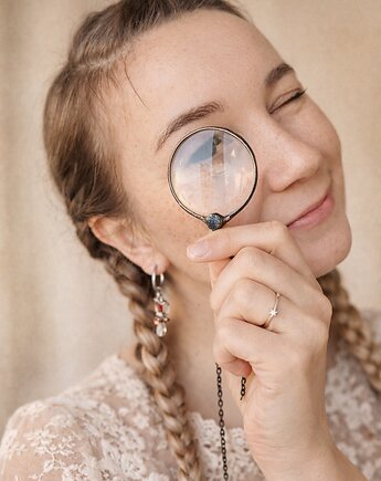 Naszyjnik szklo powiększajace z druzą, MARIAELA