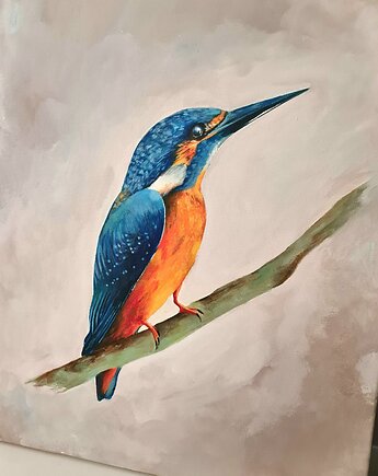 Zimorodek na płótnie "Zatrzymany lot", Wiktoria Borys Art