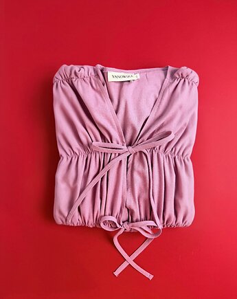 Jedwabna długa różowa sukienka z marszczeniem, PINK LIDIA, Yanowska