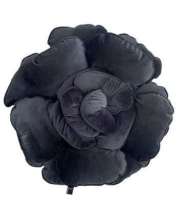 Poduszka dekoracyjna kwiat Roxanne velvet czarna, colour contrast