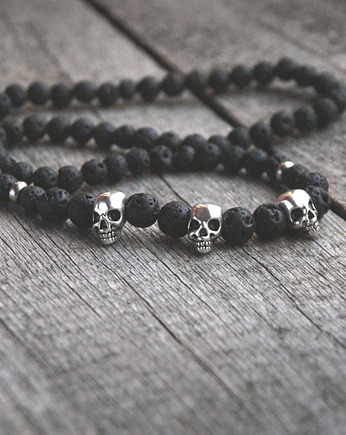 Naszyjnik MĘSKI :: black LAVA & skulls II, kaktusia