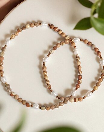 RAZEM TANIEJ: bransoletka na nogę i na rękę : perły, jaspis, hematyt, kaktusia