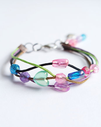 Bransoletka - Kolorowe serduszka - sznureczki, yenoo