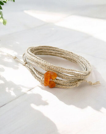 NATURE Len i matowe bursztyny bransoletka, galeria nuit