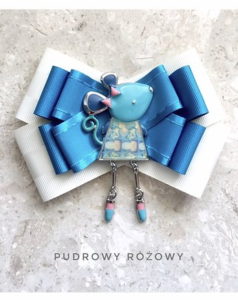 Brosza  z Myszką w stylu Pop Art, Pudrowy Różowy