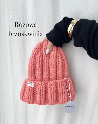 Czapka Nordic 100% wełna *różowa brzoskwinia*, GANGSTA KNIT