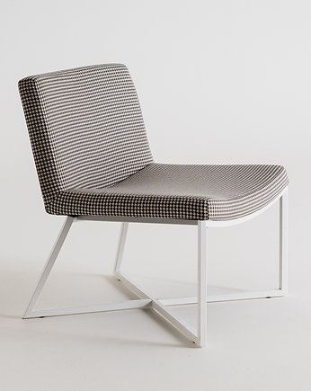 Fotel ZERO nowoczesny prl design - jasna pepita, biała podstawa, CustomForm