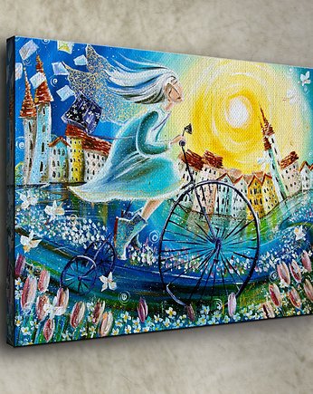 Zamówienie . Anioł na rowerze +Plakat Magiczne gwiazdy, 4mara Marina Czajkowska