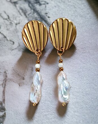 Zjawiskowe kolczyki :: PERŁY & stal pozłacana, kaktusia