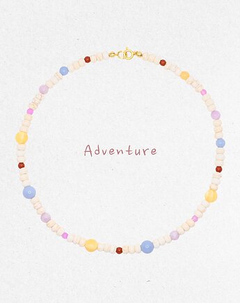 Naszyjnik RHEI Kamienie Naturalne Chocker Howlit Kolorowy Srebro Pozłacane, RHEI