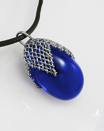 Granatowy w siateczce - wisior L, Caltha