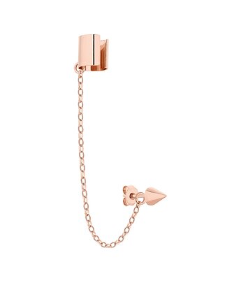 Nausznica z różowego złota z łańcuszkiem i ćwiekiem, SOTHO