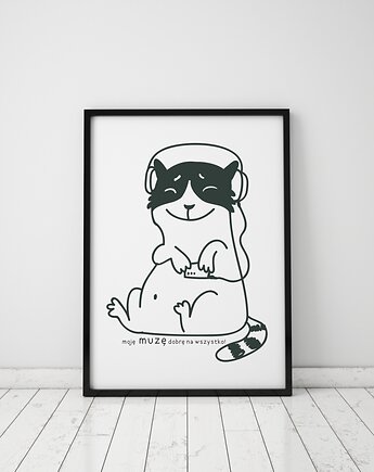 Plakat z kotem z kolekcji: codzienność koteczka, Love Life and Forest