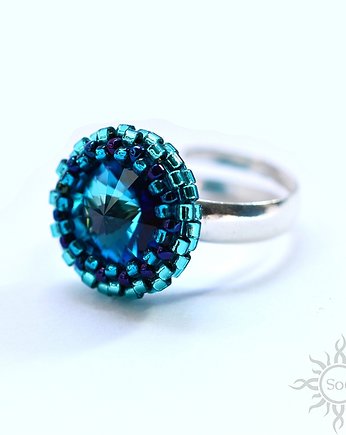 Bermuda Blue, pierścionek z kryształem Swarovski, Sol