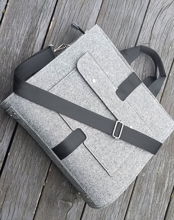 Designerska torba z filcu ver. 2 - szara - z kieszonką, Beltrani