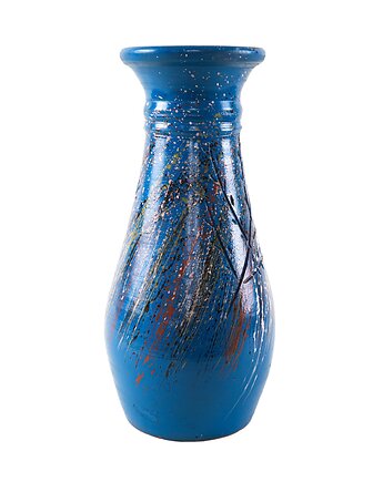 Wazon ceramiczny niebieski, duński design, lata 70, produkcja: Dania, Przetwory design