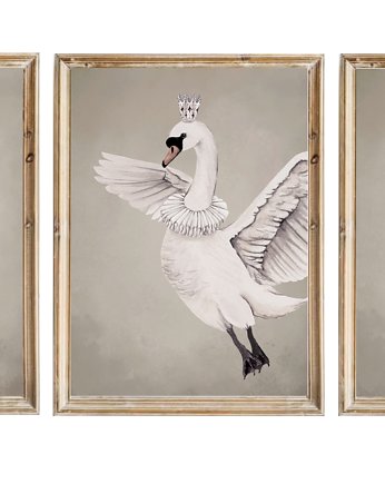 Zestaw 3 plakatów obrazków Swan A3 PZ, Bajkowe Wnetrza