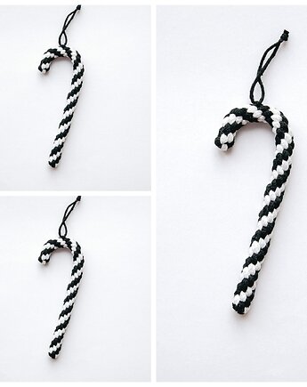 3 laski cukrowe z makramy  czarno / białe  DOSTĘPNE od ręki, manufaktura_wadoshka