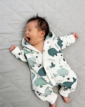 Jasny kombinezon dresowy dla chłopca niebieskie wzory, Pulcino shop