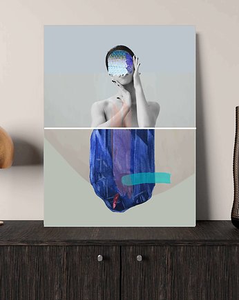 Plakat  Portret kobiety w kolorach ultramaryny, polkastudio