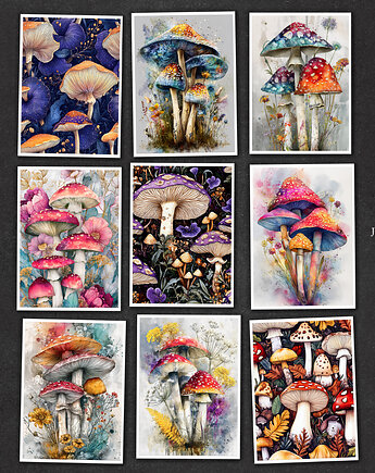 Magiczne grzybki - zestaw 9 grafik, JBJart Justyna Jaszke