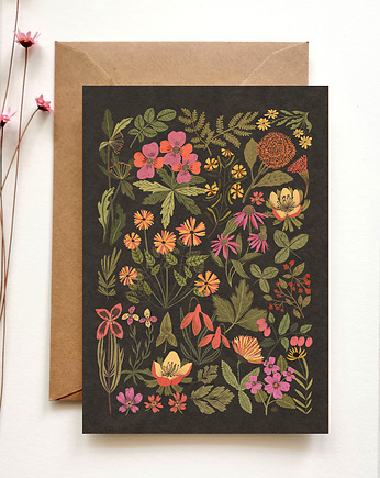Kartka dzikie kwiaty, kartka okolicznościowa, pocztówka, OKAZJE - Prezent na Parapetówkę