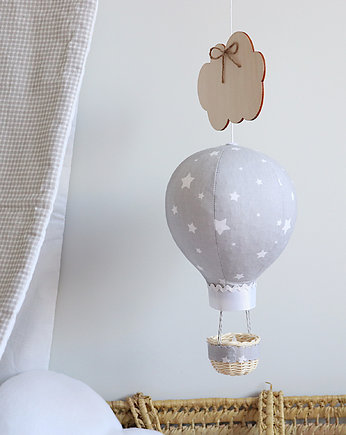 Balon szary w białe gwiazdki - mobil, NinoDreams