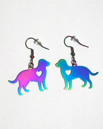 Kolekcja Starlight - kolczyki Pies, serce - stal, yenoo