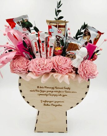 Kielich flowerbox komunijny ze słodyczami prezent personalizowany na Komunię, Fiori di Antonietta
