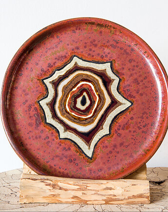 Talerz miedziany inspirowany Agatem pasiastym, studnia ceramiczna