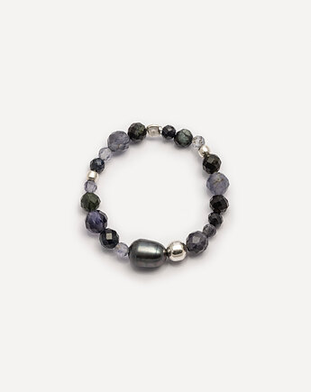 Pierścionek srebrny z ciemnymi kamieniami naturalnymi, ANIMALKINGDOM