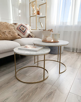 CORNELIA - komplet okrągłych stolików, stoliki kawowe, ława kawowa, Papierowka Simple form of furniture