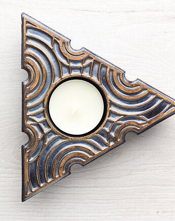 Lampion trójkątny, złoto-liliowo-czarny w pudełku, pracowniazona