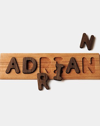 Układanka z imieniem - drewniane puzzle z literami, AKOKOKIDS