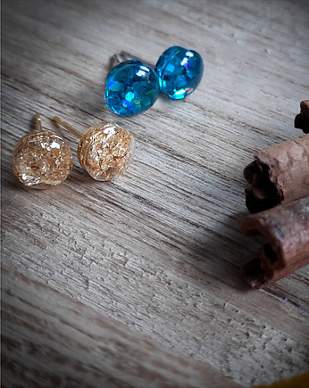 Podwójne kolczyki z brokatem, Figa handmade accessories