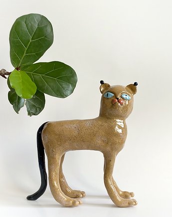 Ceramiczna figurka kota, Dziki kot, Matylda ceramika