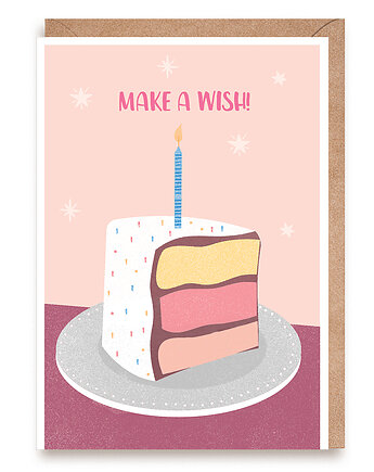 Kartka urodzinowa - Make a wish - Torcik, Cardie