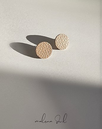GAJA kolczyki minimalistyczne koła bezowe skóra naturalna, Malena Dul