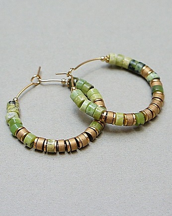 Kolczyki Alloys Collection Wianki /jaspis kiwi/, KiKa pracownia