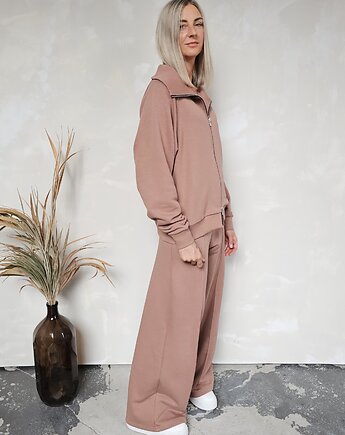 Katya bluza na zamek i spodnie z przeszyciem mokka, Ablush