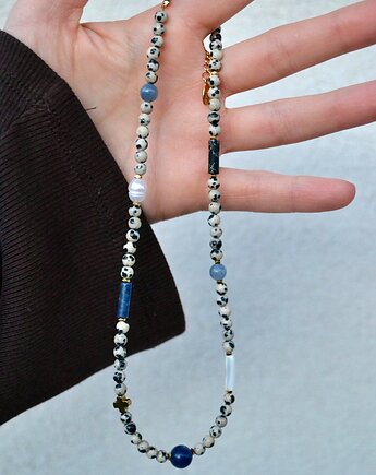 Choker z kryształu górskiego i różowego jaspisu