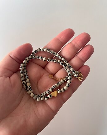 Handmade naszyjnik z jaspisem dalmatyńskim i serduszkiem, Juicy Beads
