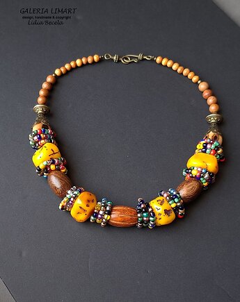 Unikatowa kompozycja naszyjnika w stylu etno niezwykły prezent handmade, Galeria Limart
