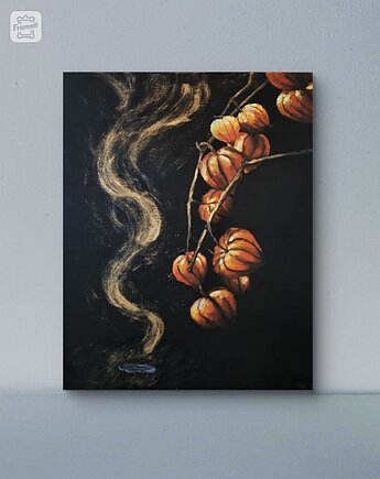 "Fehu, Pierwotny Ogień" - Obraz olejny na płótnie, 40x50 cm, kkjustpaint Karolina Kamińska